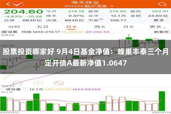 股票投资哪家好 9月4日基金净值：蜂巢丰泰三个月定开债A最新净值1.0647